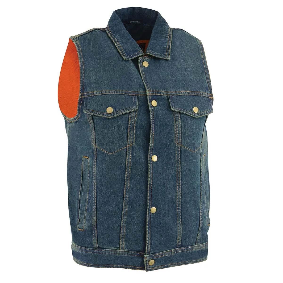 Milwaukee Leather DM1331 Men's Blue Denim Motorcycle Biker Riders Vest