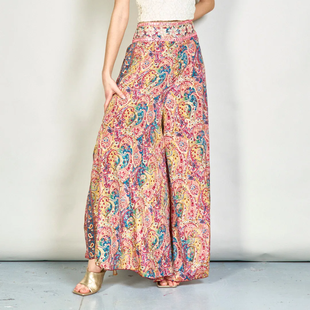 Paisley printed flowy trousers wholesale