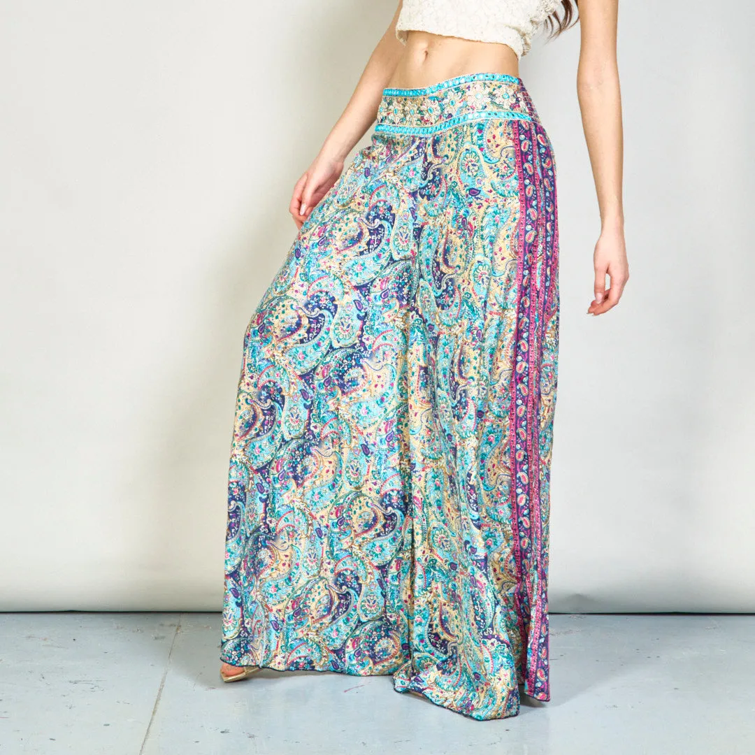 Paisley printed flowy trousers wholesale