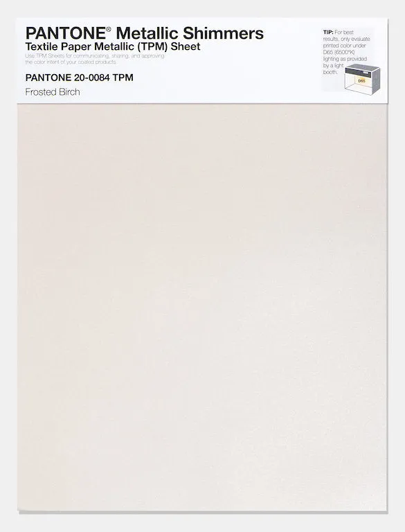 Pantone Metallic Shimmers Textile Paper Metallic Sheet 20-0084 Frosted Birch