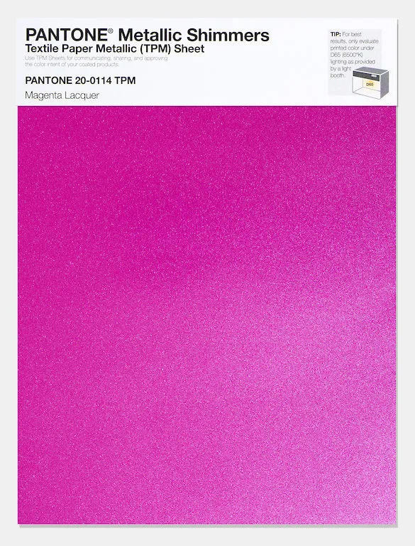 Pantone Metallic Shimmers Textile Paper Metallic Sheet 20-0114 Magenta Lacquer