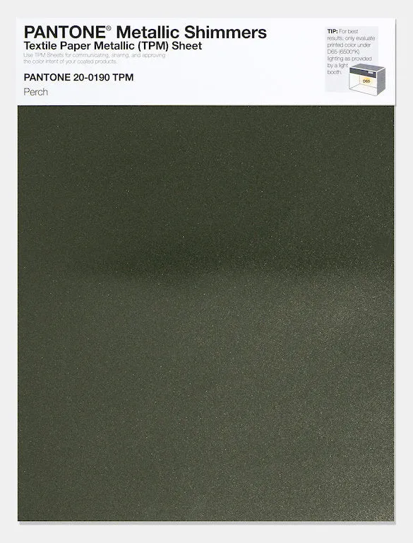 Pantone Metallic Shimmers Textile Paper Metallic Sheet 20-0190 Perch