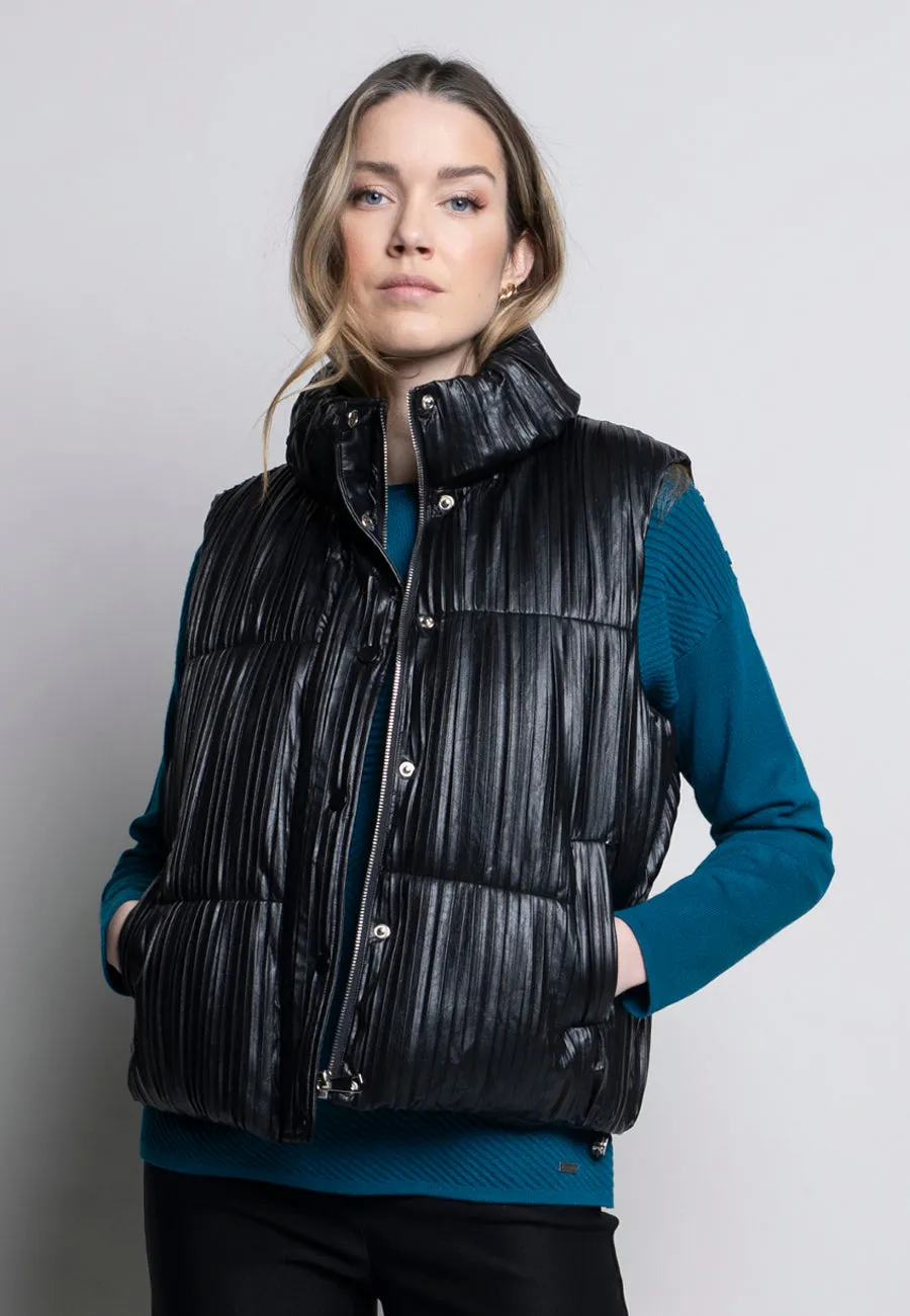 Pleated Polyurethane Puffer Vest