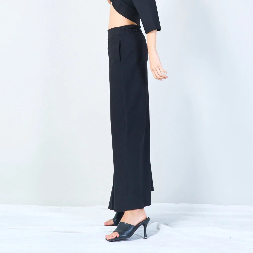 Relaxed wide-leg trousers with elastic waistband wholesale