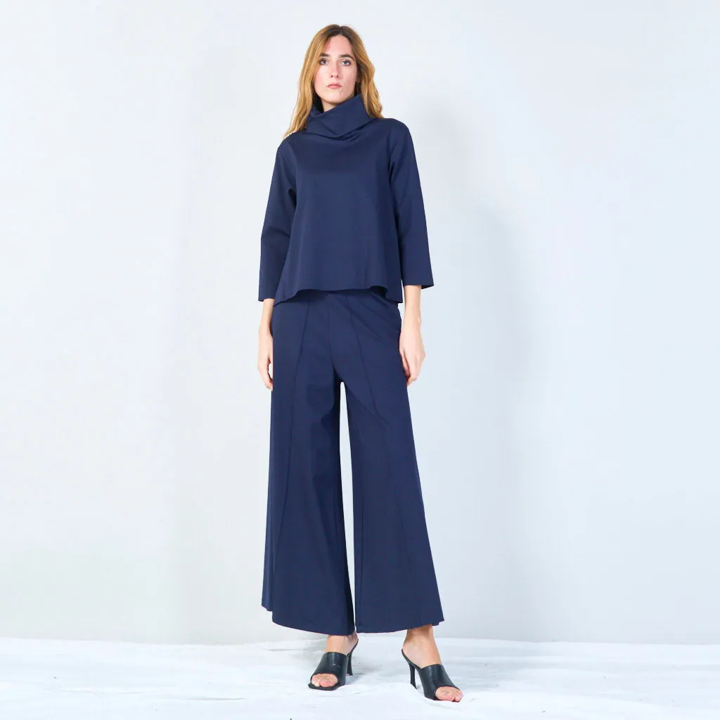 Relaxed wide-leg trousers with elastic waistband wholesale