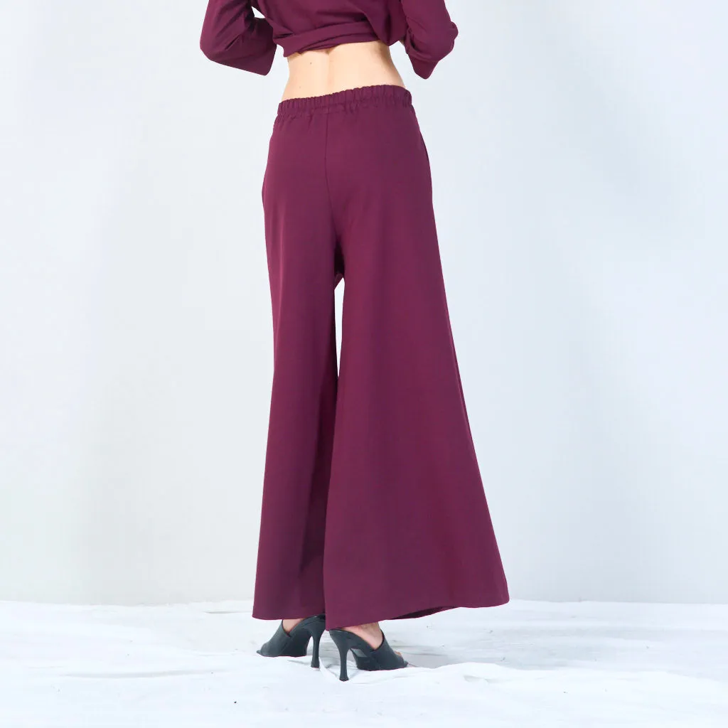 Relaxed wide-leg trousers with elastic waistband wholesale