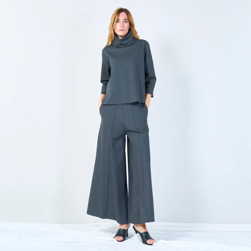 Relaxed wide-leg trousers with elastic waistband wholesale