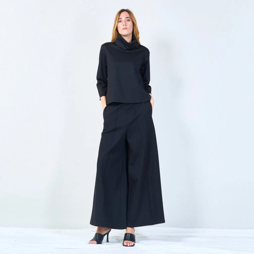 Relaxed wide-leg trousers with elastic waistband wholesale