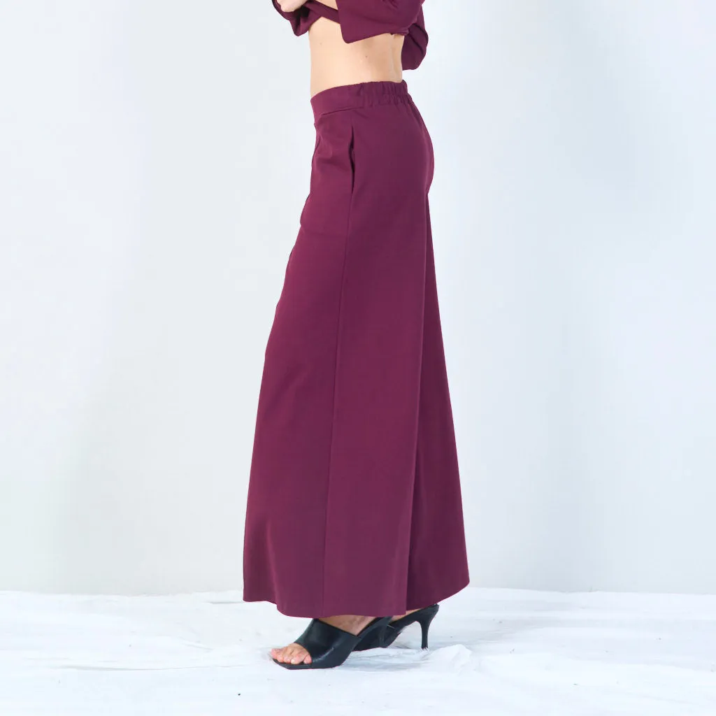 Relaxed wide-leg trousers with elastic waistband wholesale