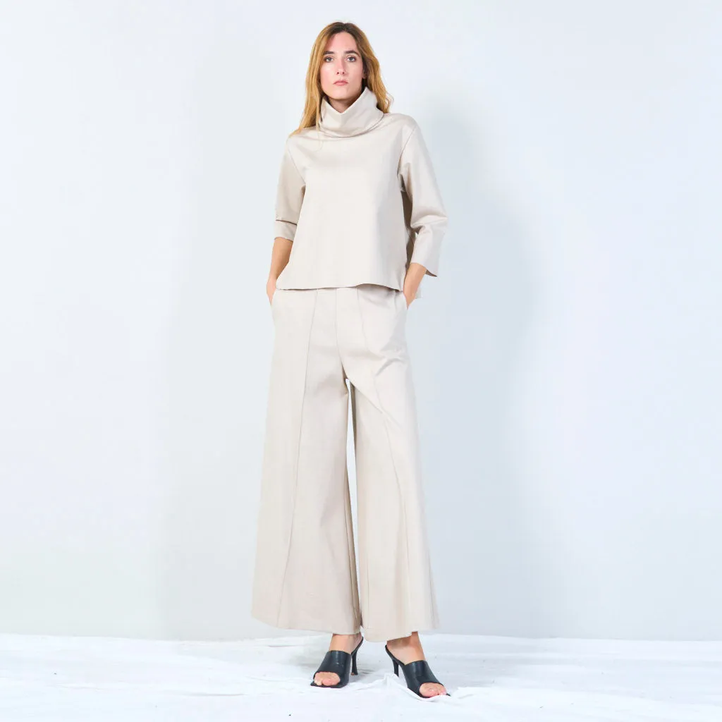 Relaxed wide-leg trousers with elastic waistband wholesale