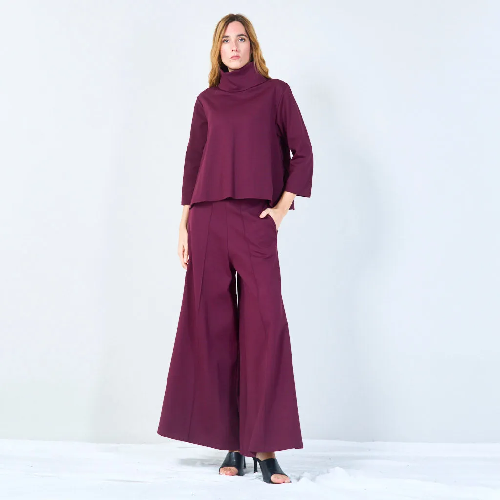 Relaxed wide-leg trousers with elastic waistband wholesale