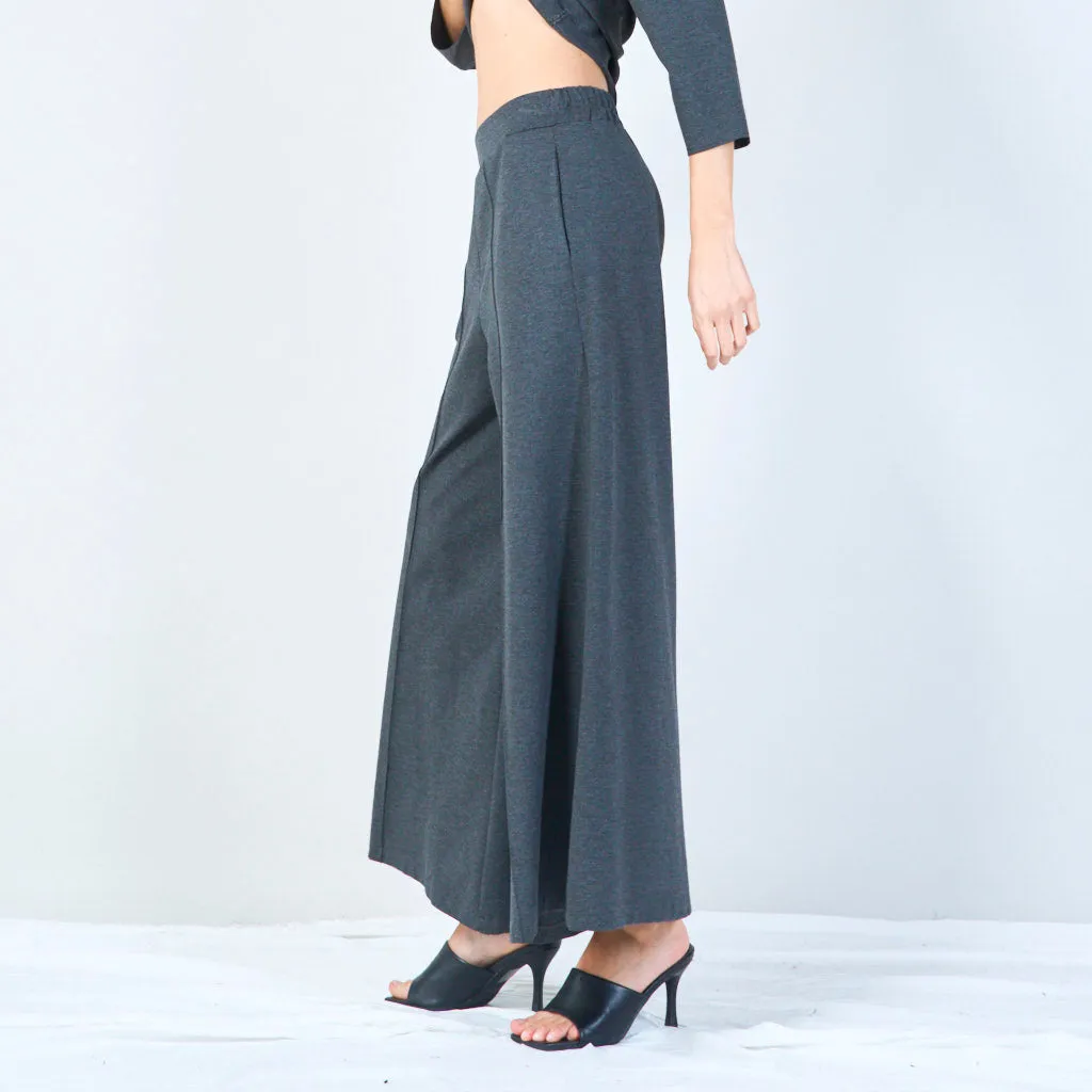 Relaxed wide-leg trousers with elastic waistband wholesale