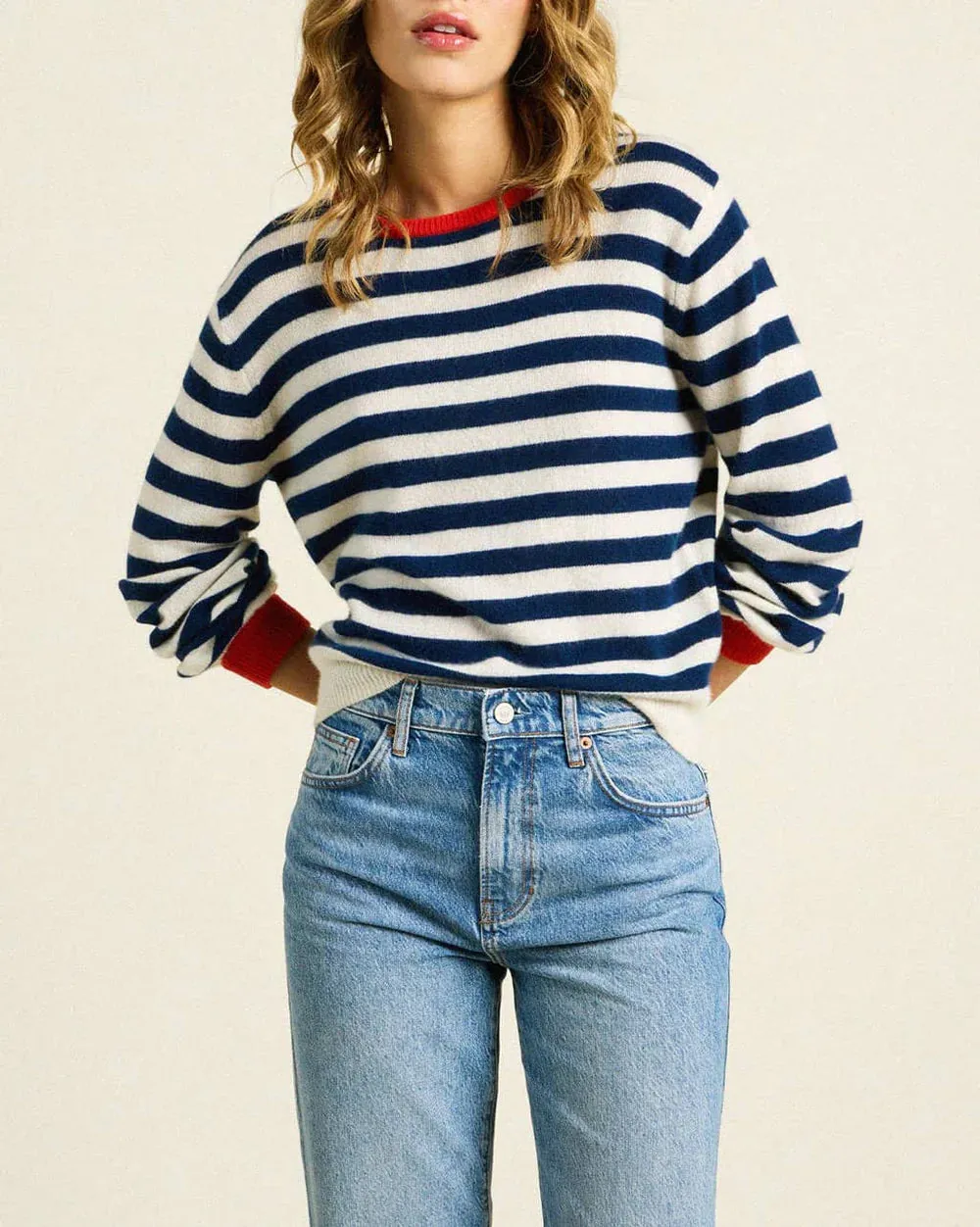 Ryann Sweater ~ Navy Stripe W/ Red