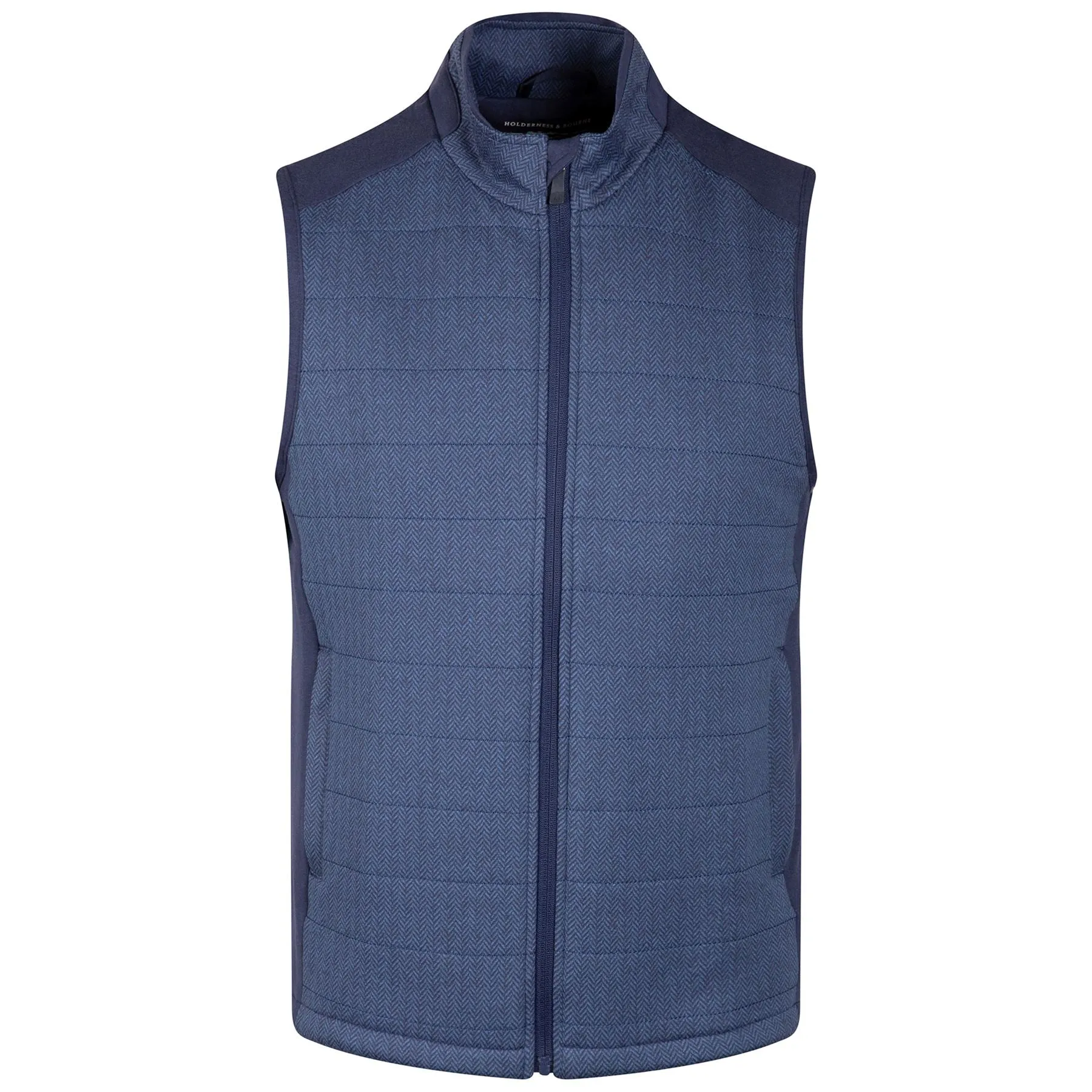 The Perry Performance Fleece Vest Navy Herringbone - AW23