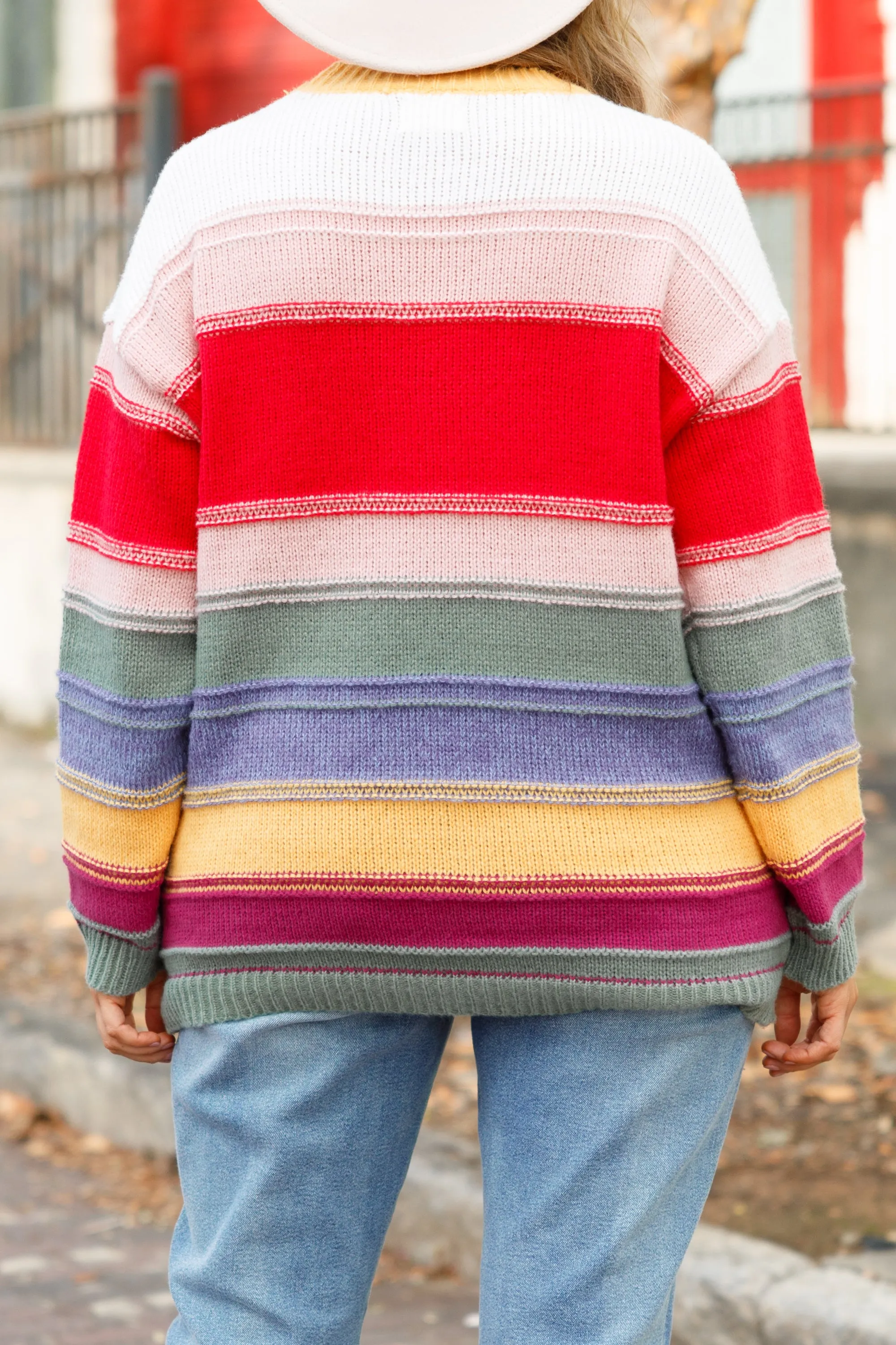 The Playful Sweater, Red Multi