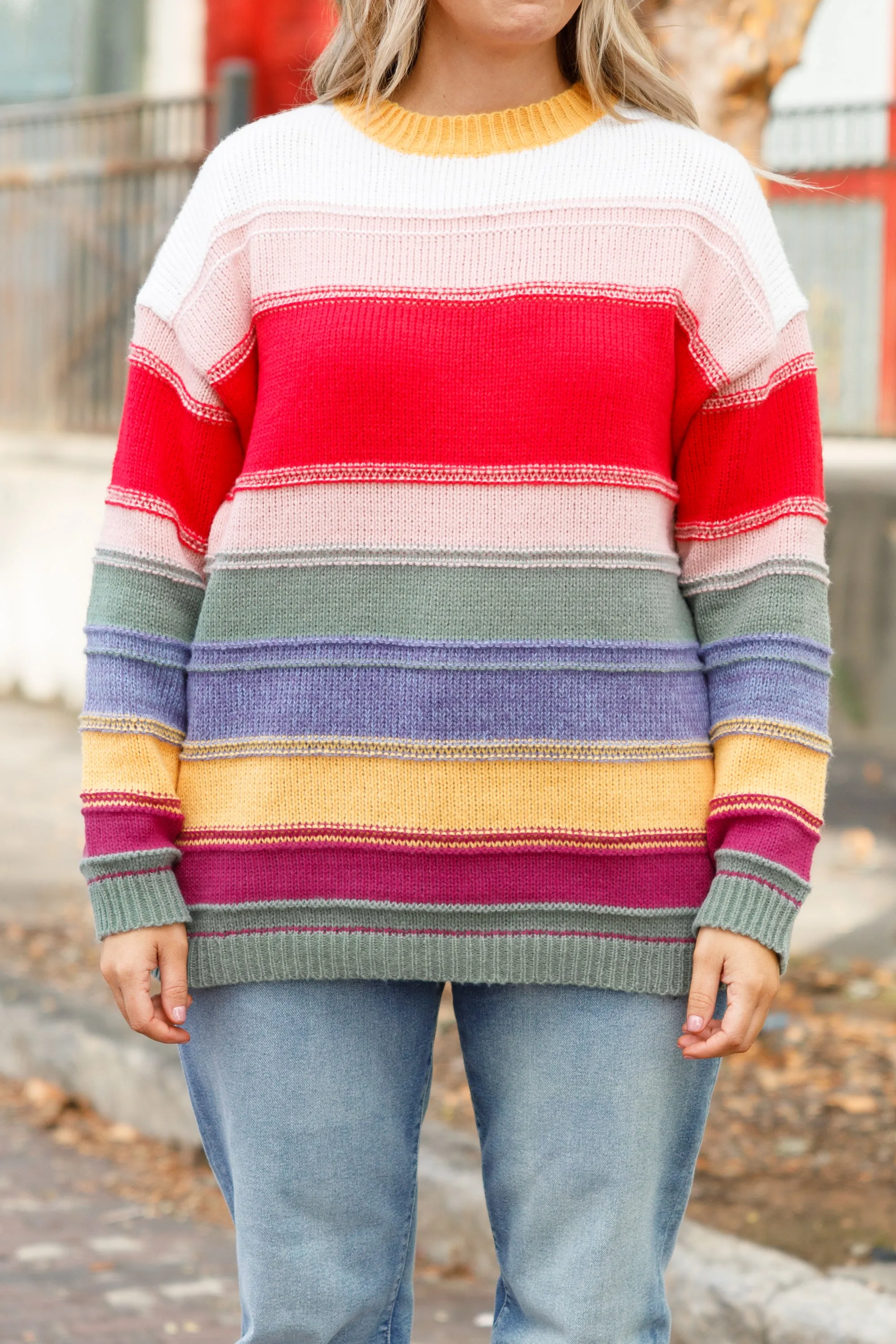 The Playful Sweater, Red Multi