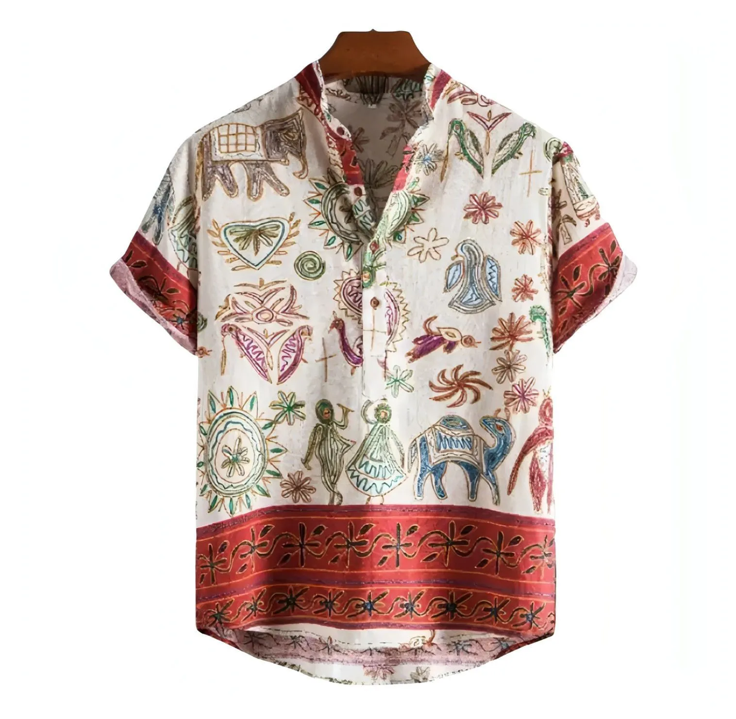 Tribal pattern shirts men - Linen shirts