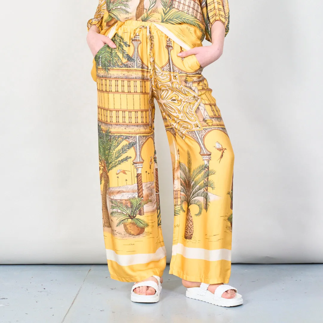 Tropical paradise print wide-leg trousers wholesale