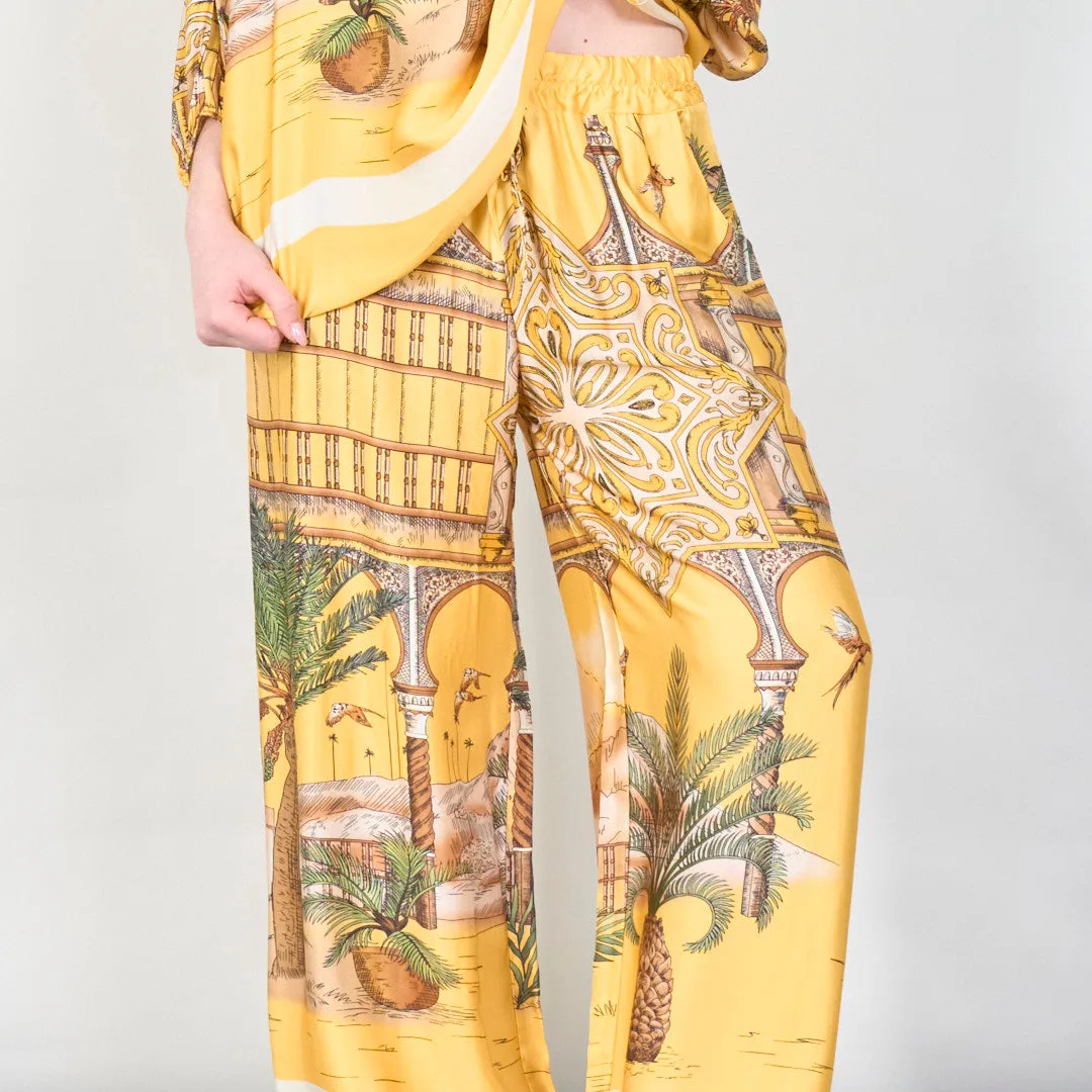 Tropical paradise print wide-leg trousers wholesale