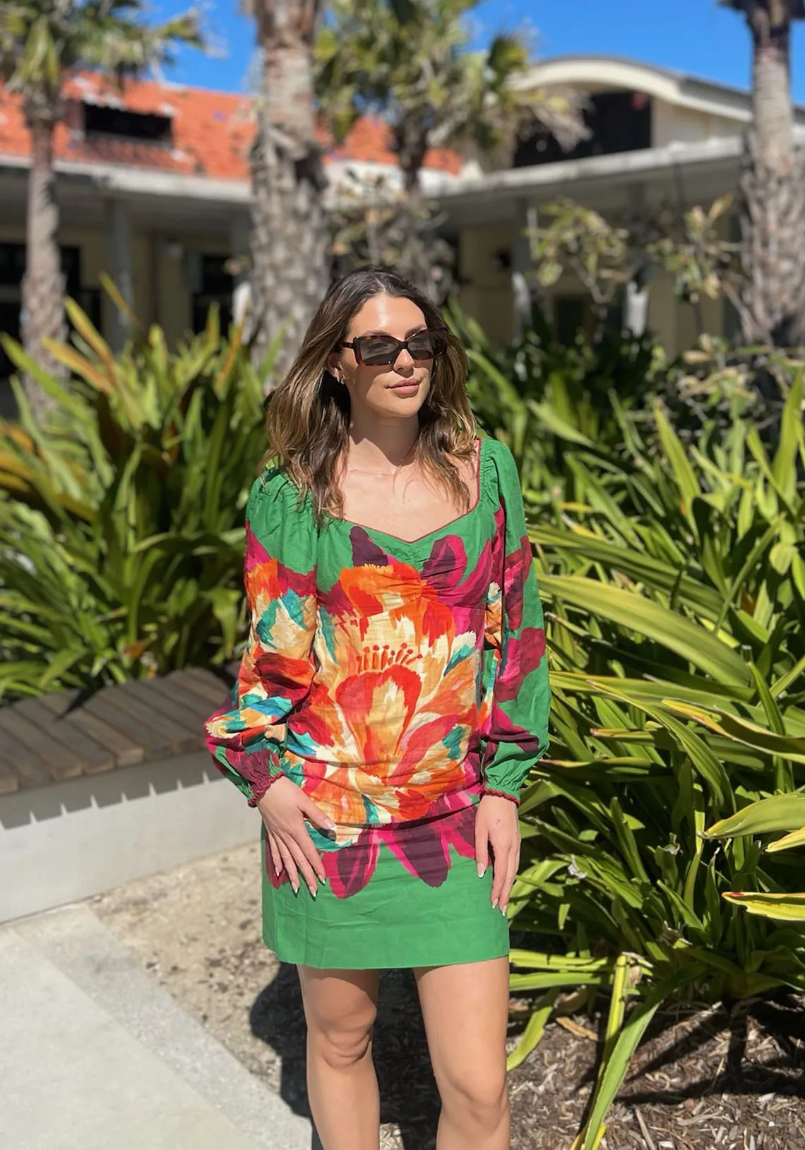 TROPICART GREEN MINI DRESS