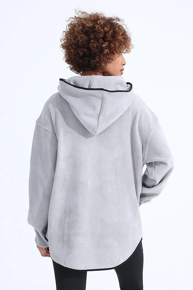 Unsiex Gray Fleece Hoodie