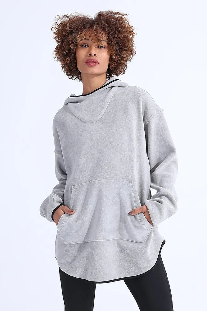 Unsiex Gray Fleece Hoodie