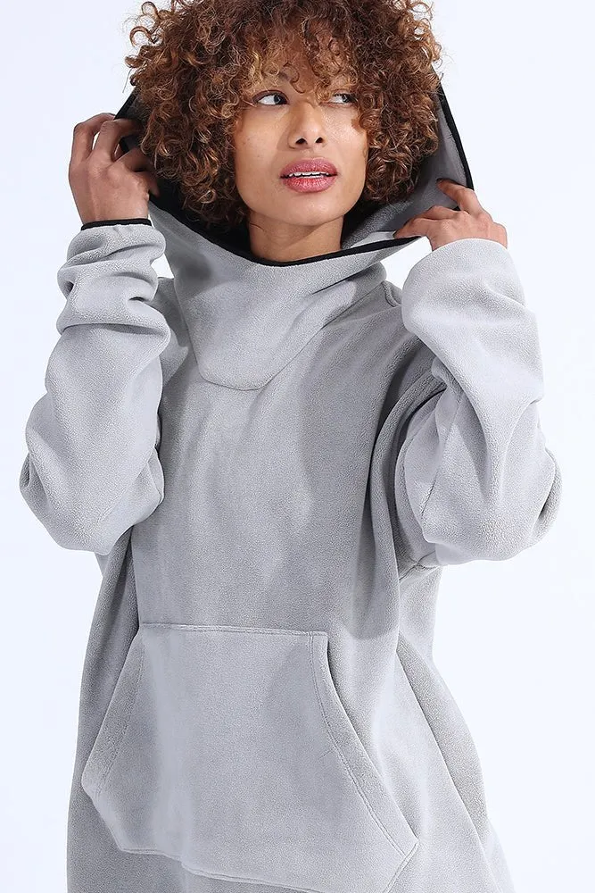 Unsiex Gray Fleece Hoodie