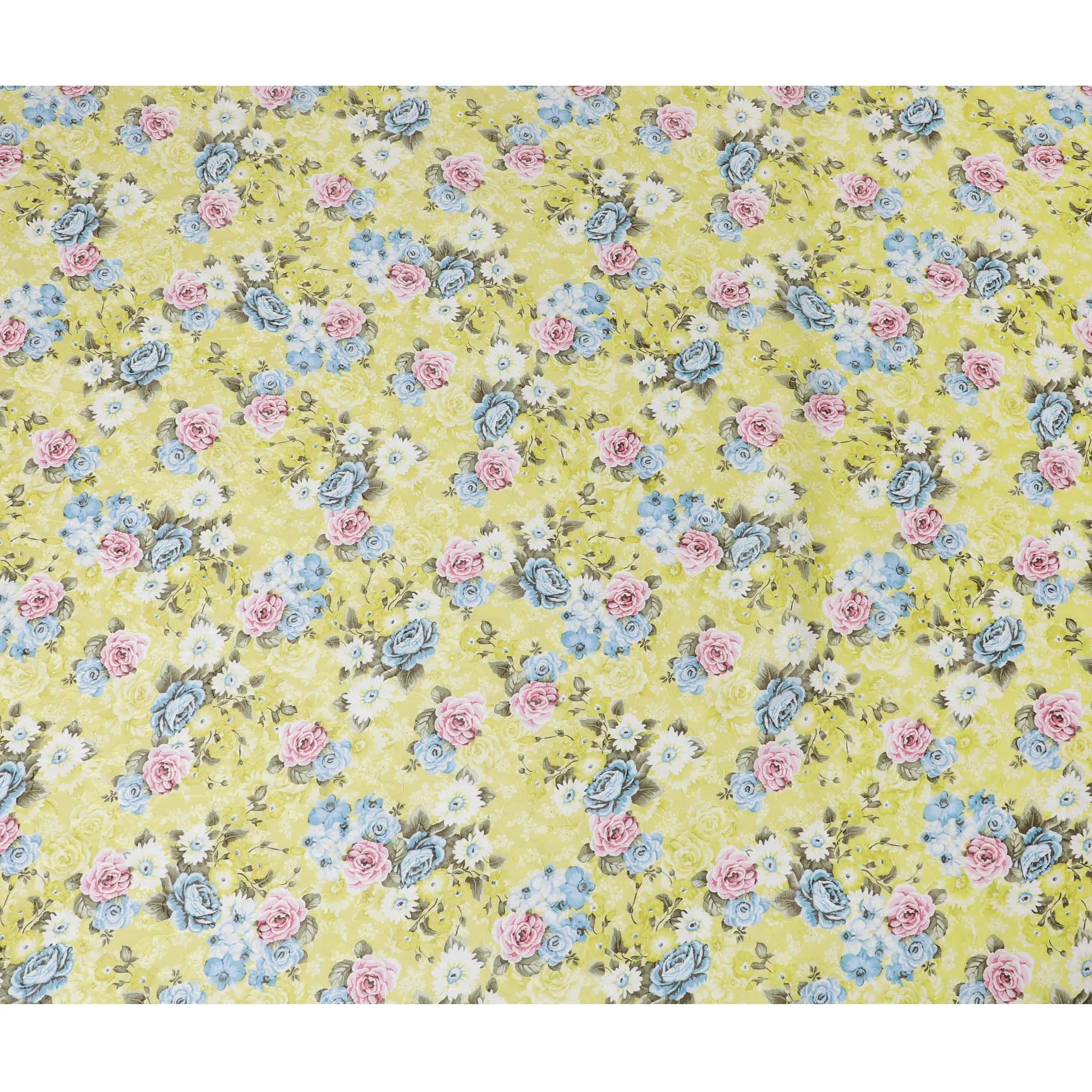 Uragiri Cotton Voile Fabric - Lemon Chiffon with Floral Print, 110 cm Wide, Japanese Craftsmanship-D17727