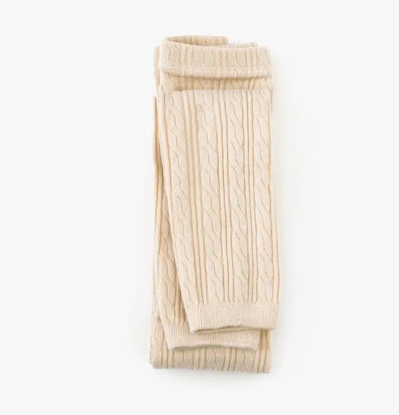 Vanilla Cable Knit Footless Tights  || Little Stocking Co