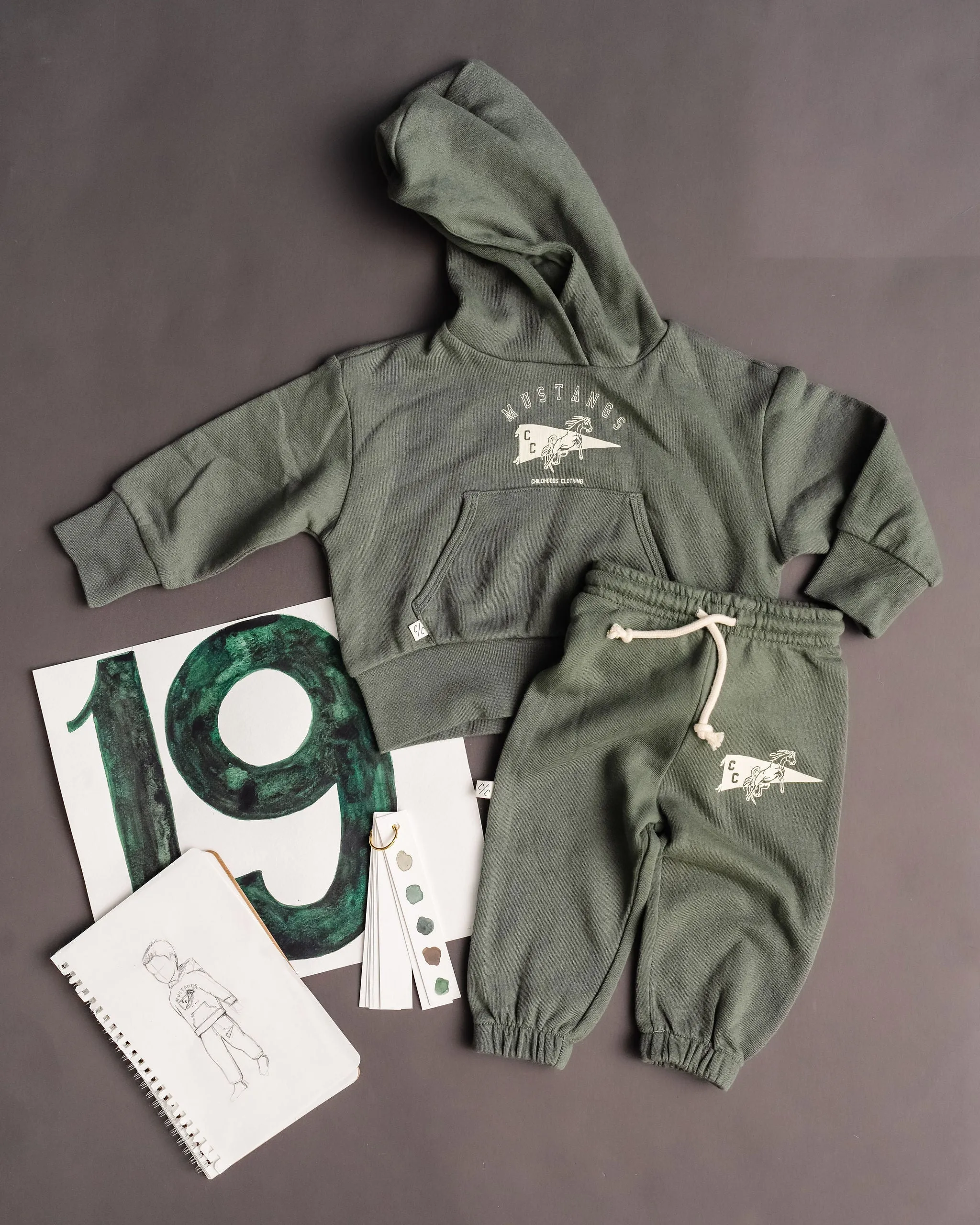 vintage hoodies - go mustangs heritage green